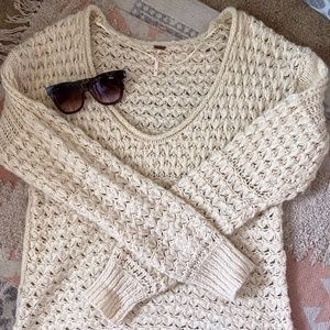 Free People Cream Knit Sweater Size L